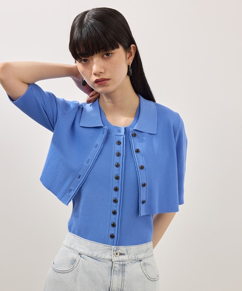 ADAM ET ROPE'（アダムエロペ） tシャツ 半袖 ミニカーディガンセット