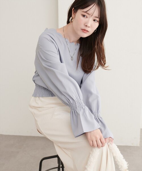 natural couture ブラウス シャツ 2WAYスカラップブラウス レディース