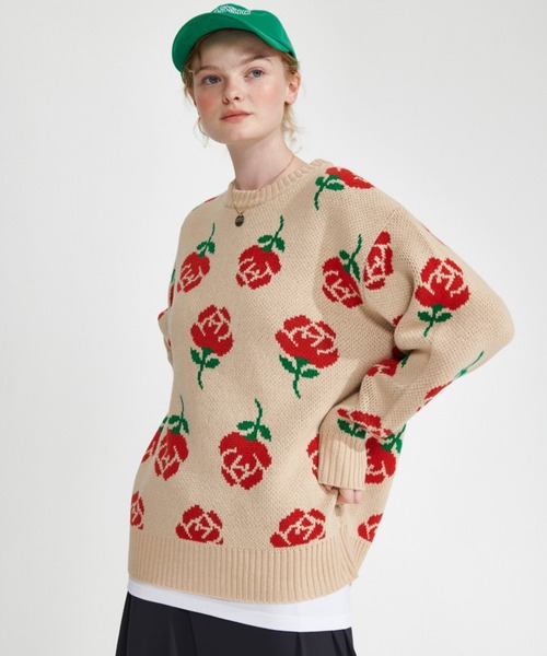 ショップ ニット PayPayモール店 - 通販 - PayPayモール WONDER VISITOR/Rose柄ニットプルオーバー 2239635 ZOZOTOWN ✶ーター