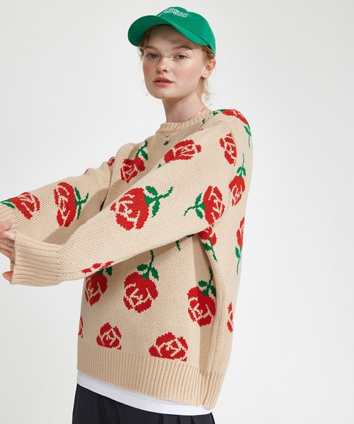ショップ ニット PayPayモール店 - 通販 - PayPayモール WONDER VISITOR/Rose柄ニットプルオーバー 2239635 ZOZOTOWN ✶ーター