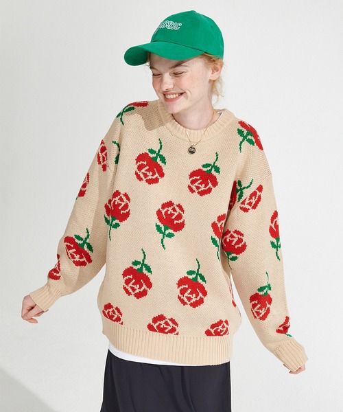 ショップ ニット PayPayモール店 - 通販 - PayPayモール WONDER VISITOR/Rose柄ニットプルオーバー 2239635 ZOZOTOWN ✶ーター