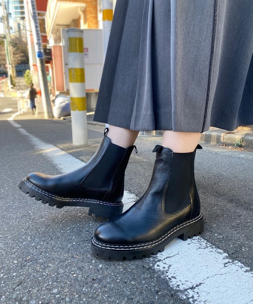 EVOL（イーボル） ブーツ 「EVOL」本革ステッチサイドゴアブーツ