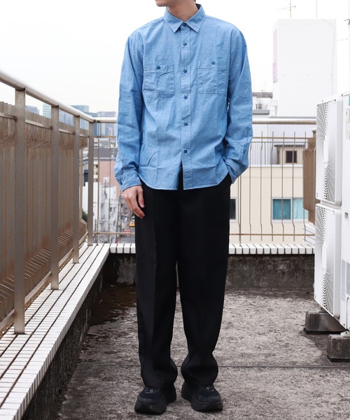 WESTSEA シャツ ダンガリーワークシャツ 長袖 無地 日本製