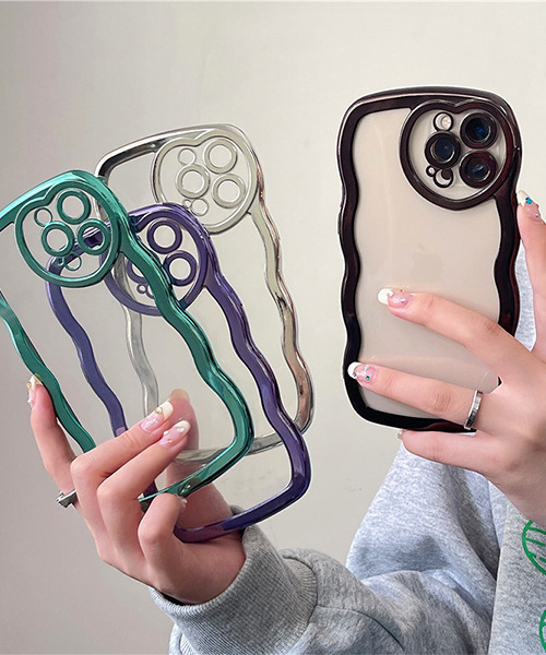 c.u.l スマホケース なみなみ クリア iPhoneカバー アイフォンケース