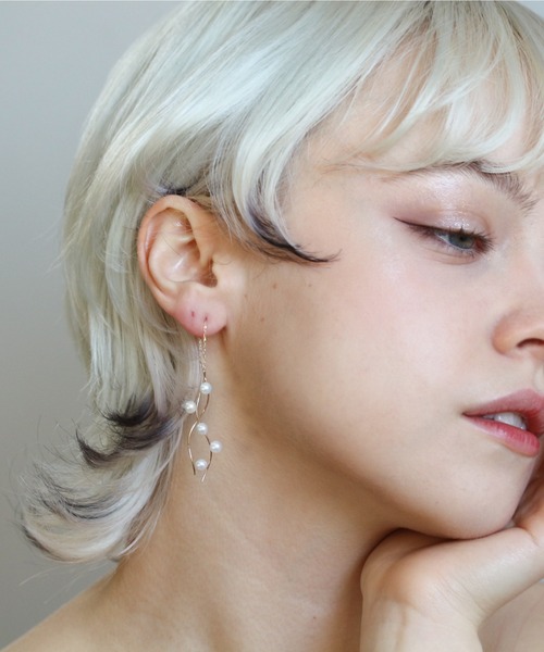 ピアス パール ロング ピアス| K10YG レディース メンズの画像