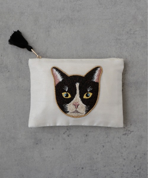 SETUP7 ポーチ 「SETUP7」キャット刺繍フラットポーチ M42-1913