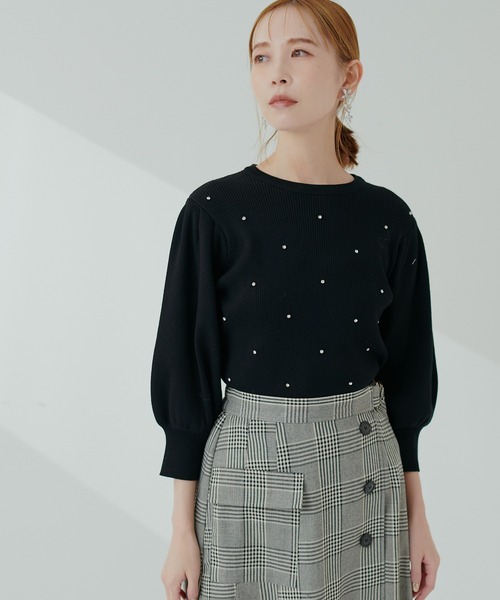 natural couture ニット きらきらビジュー装飾ニット : ZOZOTOWN