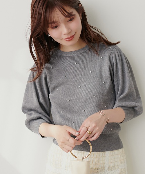 natural couture ニット きらきらビジュー装飾ニット : ZOZOTOWN