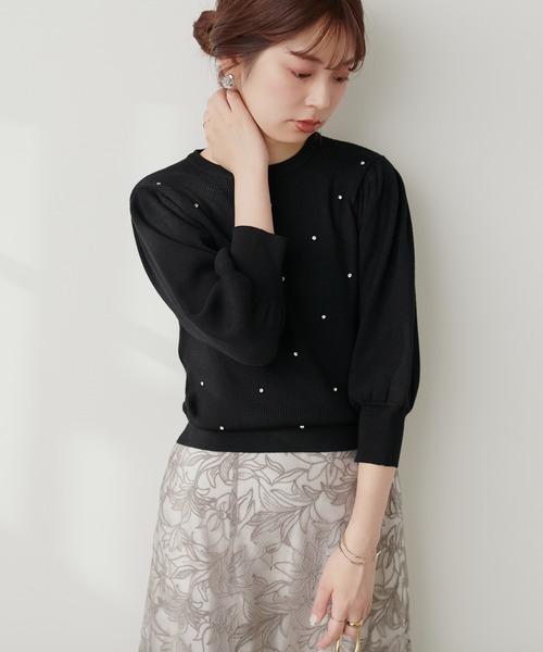 natural couture ニット きらきらビジュー装飾ニット : ZOZOTOWN