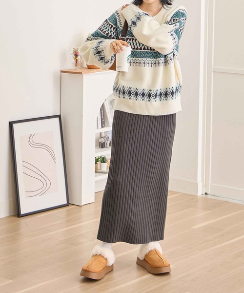 スカート ワイドリブニットスカート「ロング丈」 : ZOZOTOWN Yahoo!店