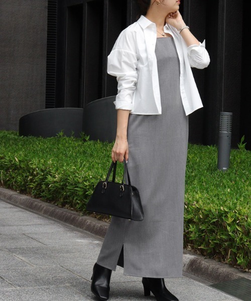 【ATELIER PIERROT】　ホワイト　ワンピース Pierrot（ピエロ） ワンピース ボトルネックリブニットロング