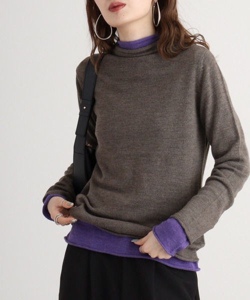 ニット セーター BRODIAEA 2枚重ね ウールニット レイヤードハイネック（無地×無地） レディース ニット セーター BRODIAEA 2枚重ね ウールニット レイヤード