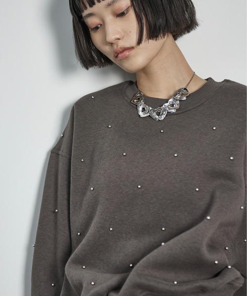 THE Yon トレーナー スウェット ドットスタッズスウェットプルオーバー