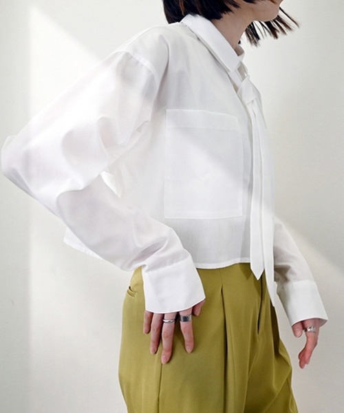 STYLEBLOCK ブラウス シャツ ブロードネクタイ付きクロップド