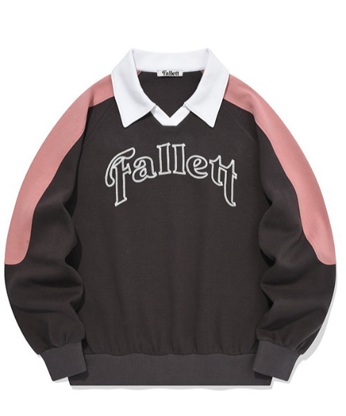 ★送料・関税込★FALLETT★KNIT COLLAR SWEATSHIRT★ FALL OFF CREWNECK IRON GATE