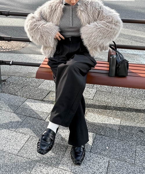 feepur（フェピュール） パンツ サスペンダーハイウエストパンツ