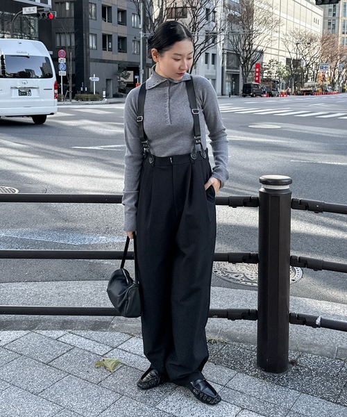 feepur（フェピュール） パンツ サスペンダーハイウエストパンツ