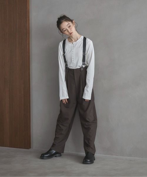 feepur（フェピュール） パンツ サスペンダーハイウエストパンツ