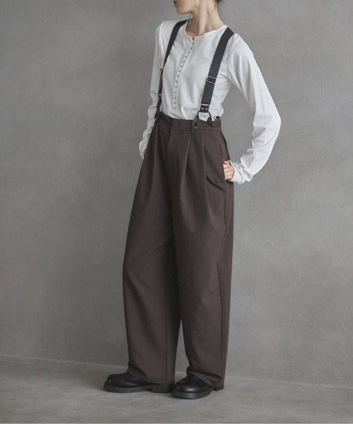 feepur（フェピュール） ワイドパンツ パンツ サスペンダーハイ