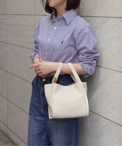ハンドバッグ 「NiiNa」「高品質牛革」本革レザー2wayバケットバッグ（ポーチ付き）_10