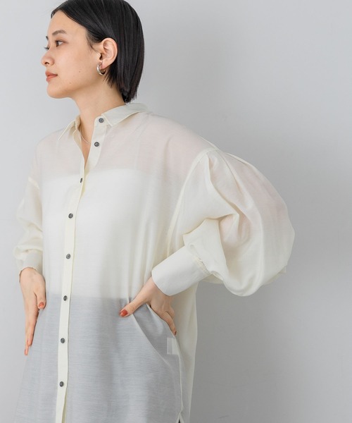 ブラウス シャツ メッシュ切替オーバーシャツ レディース A part by ブラウス シャツ 「追加1」シアーオーバーシャツ