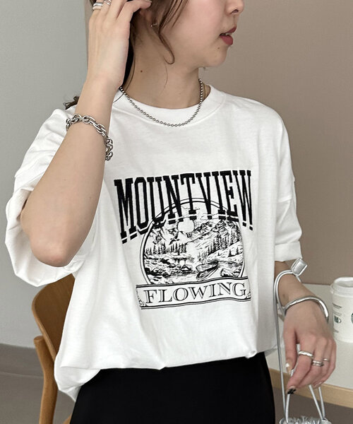 Discoat tシャツ 「ユニセックス」MOUNTVIEWモチーフ刺繍ロゴT