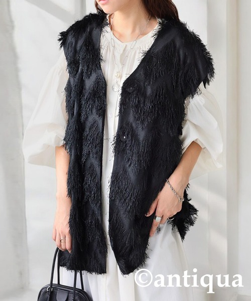 antiqua⭐フリンジベスト完売品 antiqua（アンティカ） ベスト ジレ フリンジベスト レディース