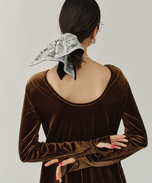 ワンピース 2way Uneck velours long dress / 2wayUネックベロアロング