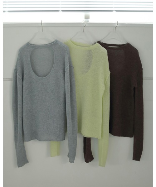 ニット セーター Back Open Sheer Knit レディース JUNOAH ニット セーター 透かし編みバックオープンサマーニット