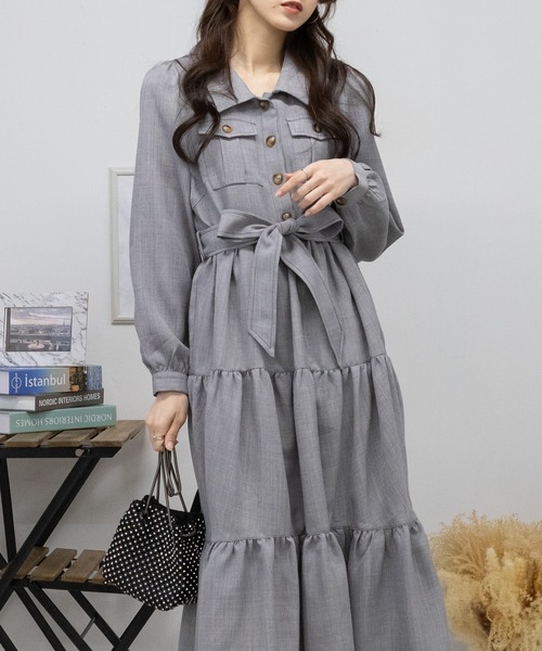 ワンピース purine pium / バックリボンチョーカーカットワンピース 黒 I-24-09-16-050-LO