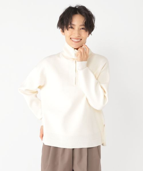 ニット セーター 「ウタオ」ハーフジップもっちりニット レディース