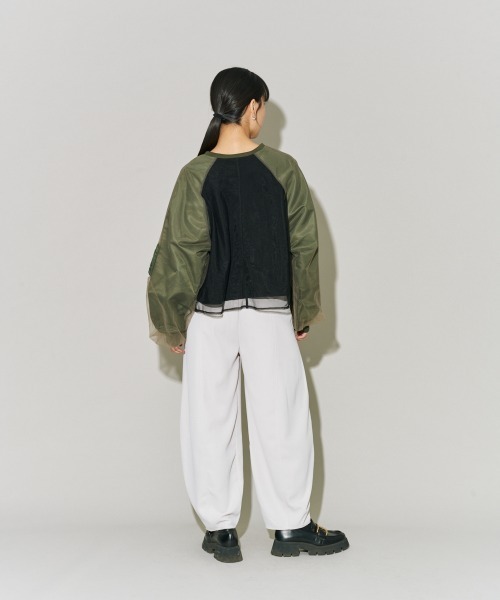 tシャツ チュールレイヤードMA-1スリーブプルオーバー レディース terrace tシャツ チュールレイヤードMA-1スリーブプルオーバー