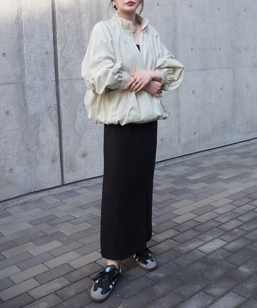 ブルゾン アウター stand collar gather blouson /スタンドカラー 比翼