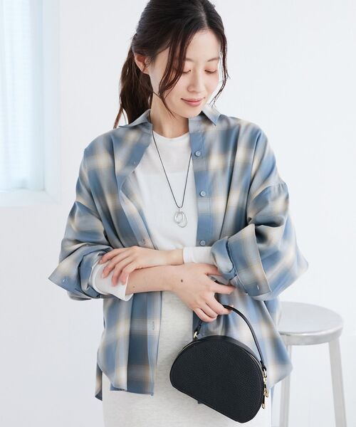 ブラウス シャツ 「手洗い可能」オンブレチェックオーバーシャツ レディース le.coeur blanc ブラウス シャツ 「手洗い可能」オンブレ