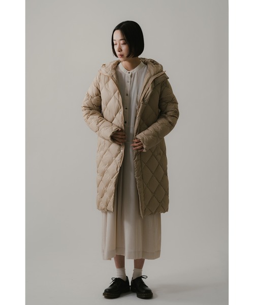 極美　TAION タイオン　ロングダウンコート　ダウン95% フード付　オフ白 極美 TAION タイオン ロングダウンコート ダウン95% フード付 オフ白