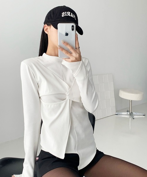 minsobi tシャツ クロスラップ アンバランスT ロングスリーブ