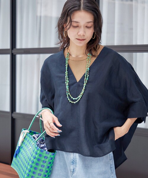 本日限定価格！IMPERIAL LINEN スキッパー ブラウス　ships SHIPS ブラウス シャツ 「一部WEB限定」「手洗い可能」IMPERIAL
