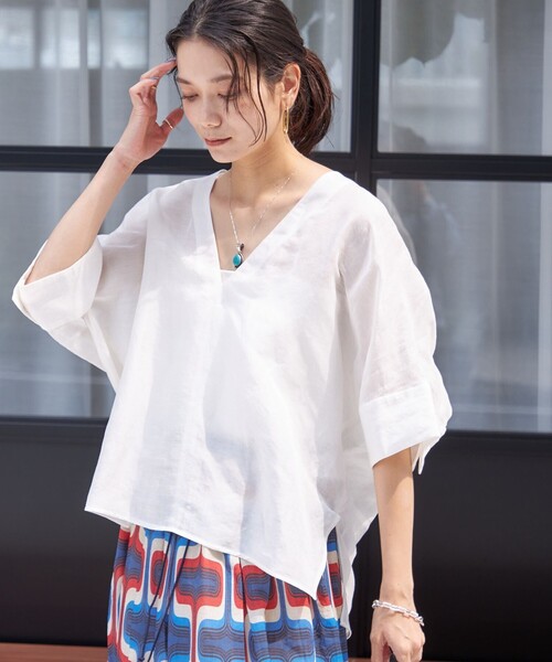 ブラウス シャツ 「一部WEB限定」「手洗い可能」IMPERIAL LINEN スキッパー ブラウス レディース