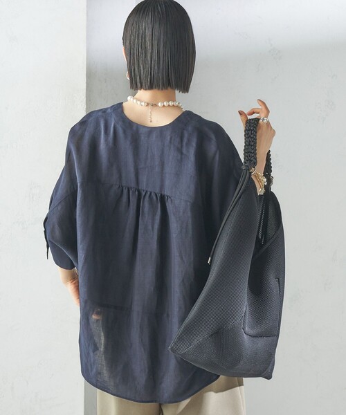 本日限定価格！IMPERIAL LINEN スキッパー ブラウス　ships SHIPS｜【一部WEB限定】<手洗い可能>IMPERIAL LINEN スキッパー