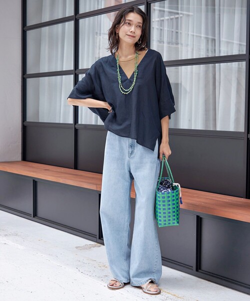 本日限定価格！IMPERIAL LINEN スキッパー ブラウス　ships SHIPS｜【一部WEB限定】<手洗い可能>IMPERIAL LINEN スキッパー