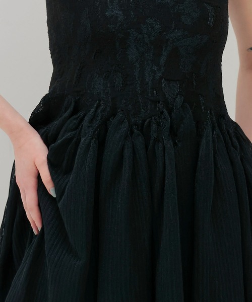 ワンピース フレア フラワー ブラック エレガント 春夏 韓国 ODAKHA ワンピース / grunge flower flared dress(グランジ