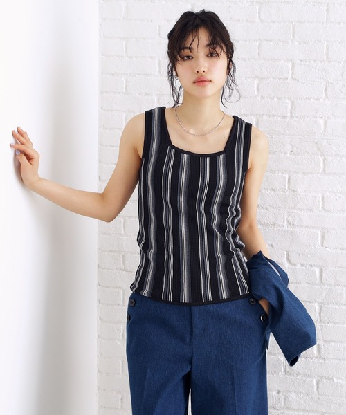 THE SHOP TK タンクトップ ノースリーブ ランダムガータータンク「前後