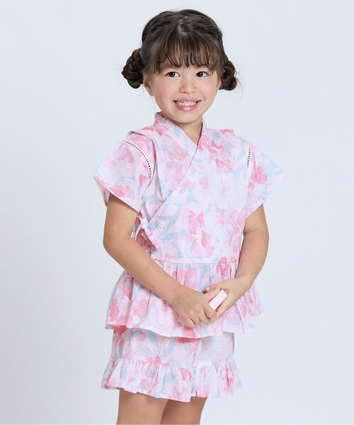 Seraph 浴衣 「ジュニア対応」花柄甚平 キッズ 子供 女の子