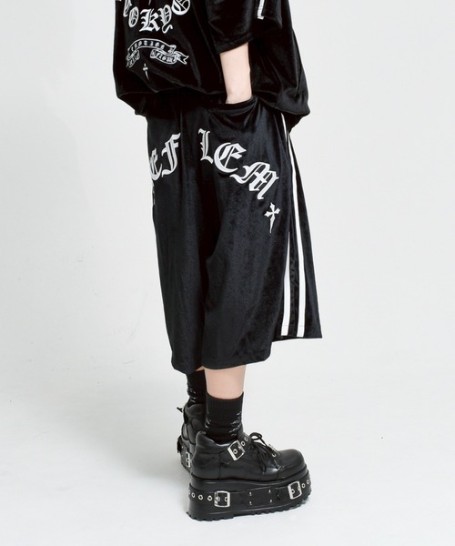 REFLEM パンツ 「REFLEM/レフレム」クロス刺繍ベロアハーフ