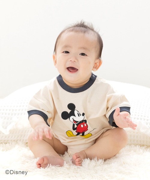 ミッキーマウス柄ロンパース 95cm Disney ベビー服 ロンパース 「ディズニー」ミッキーマウス/半袖