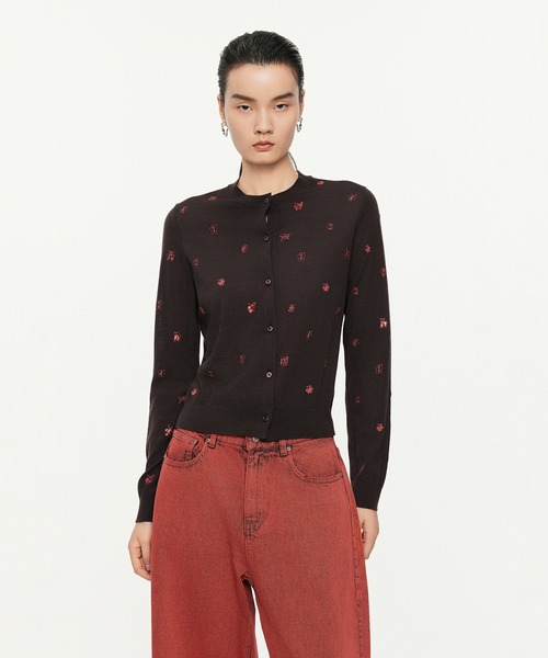 ニット セーター Butterfly Sequin Embroidery Cardigan / バタフライニットカーディガン レディース