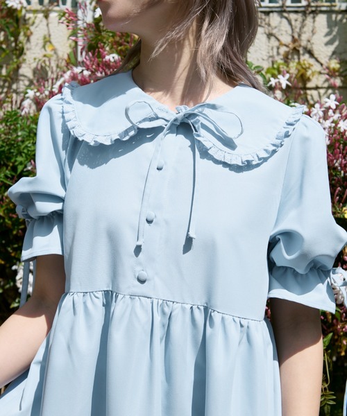 極美品♡ルネ♡レース襟 リネンティアードワンピース kutir ワンピース 「クティールとレトロ」コットンレース襟