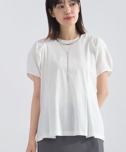 tシャツ 「WEB限定」コットン天竺切り替えカットソー レディース