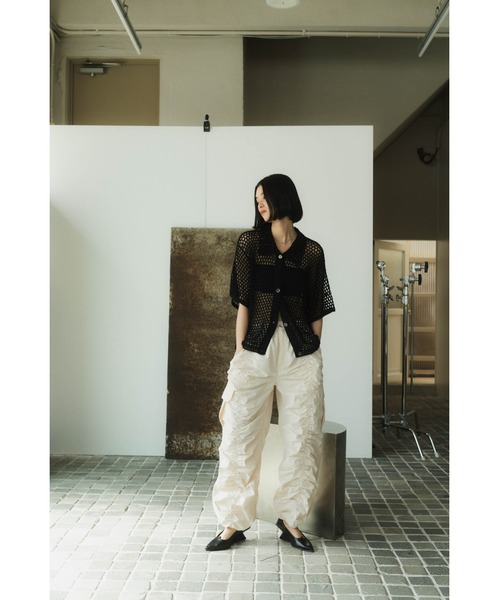 Knuth Marf crochet knit shirt ブラック Knuth Marf - crochet knit shirt / クロシェ ニットシャツ