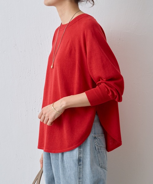 「BEARDSLEY」 7分袖ニット FREE レッド レディース